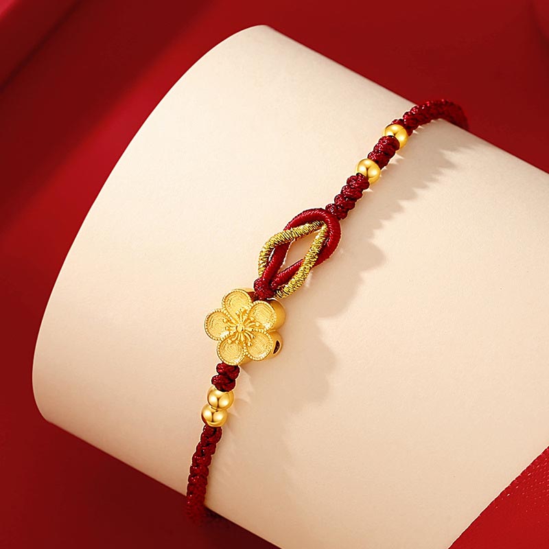 Buddha Stones Handmade 925 Sterling Silver Cherry Blossoms Sakura Chalcedony Luck Bracelet Bracelet BS 1
