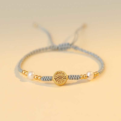 Buddha Stones Copper Coin Fortune Tree Luck Strength Braided Bracelet Bracelet BS Fortune Tree Blue(Wrist Circumference 14-18cm)
