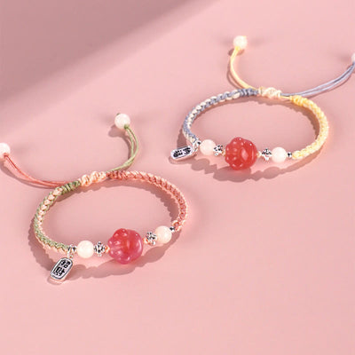 Buddha Stones Yanyuan Agate Cat Claw Paw White Bodhi Seed Fu Character Positive Braided Rope Bracelet Bracelet BS 13