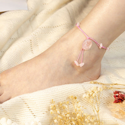 Buddha Stones Amethyst Pink Crystal Green Aventurine Rose Inner Peace Healing Anklet Anklet BS 10