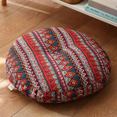 Buddha Stones Lotus Simple Pattern Linen Meditation Seat Cushion Home Living Room Decoration Decorations buddhastoneshop Detachable 40cm*10cm IndianRed