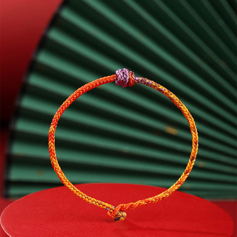 Buddha Stones Handcrafted Colorful Purple Gold Red Braid Rope Bracelet Bracelet BS 2