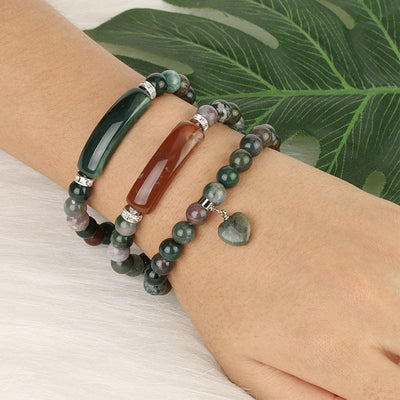 Foviel Natural Quartz Love Heart Healing Beads Bracelet