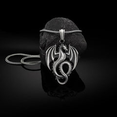 Buddha Stones Pure Tin Dragon Luck Success Necklace Pendant Necklaces & Pendants BS Dragon Pendant&Keel Chain
