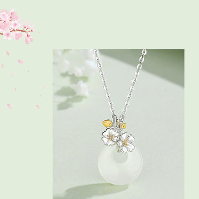 Buddha Stones 925 Sterling Silver Round Chalcedony Twelve Months Flower Harmony Necklace Pendant Necklaces & Pendants BS 6