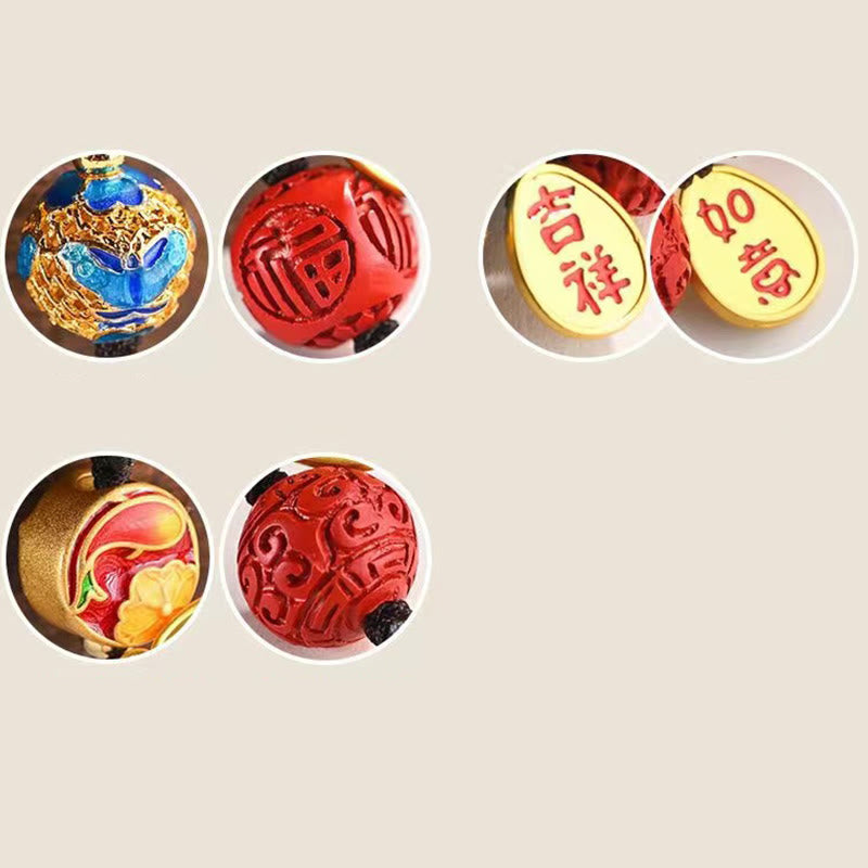 Buddha Stones Fu Character Blessing Ruyi Charm Key Chain Key Chain BS 17