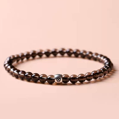 Buddha Stones Natural Black Obsidian Smoky Quartz Purification Strength Bracelet Bracelet BS 6mm Smoky Quartz 17-19cm