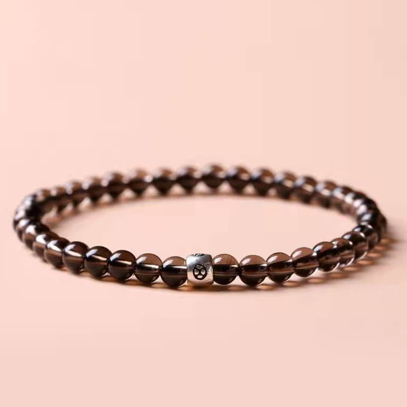 Buddha Stones Natural Black Obsidian Smoky Quartz Purification Strength Bracelet Bracelet BS 6mm Smoky Quartz 17-19cm
