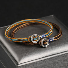 Buddha Stones  925 Sterling Silver Handmade Button Protection Weave String Bracelet Bracelet BS main