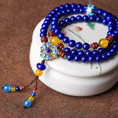 Buddha Stones Lazurite Yellow Agate Positive Bracelet - image 4