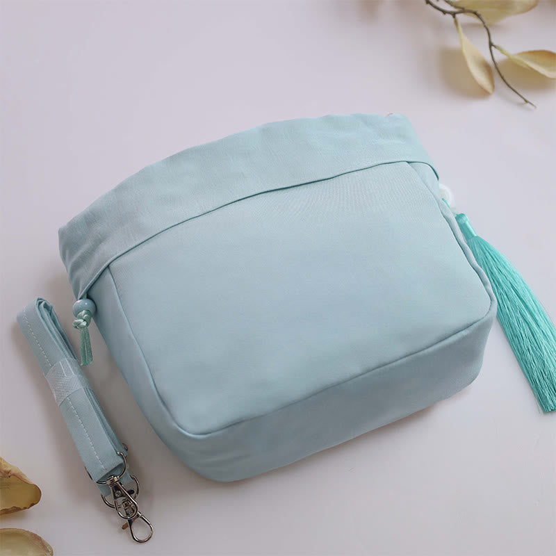 Buddha Stones Suzhou Embroidery Lotus Epiphyllum Magnolia Cotton Linen Tote Crossbody Bag Shoulder Bag Handbag Crossbody Bag BS 17