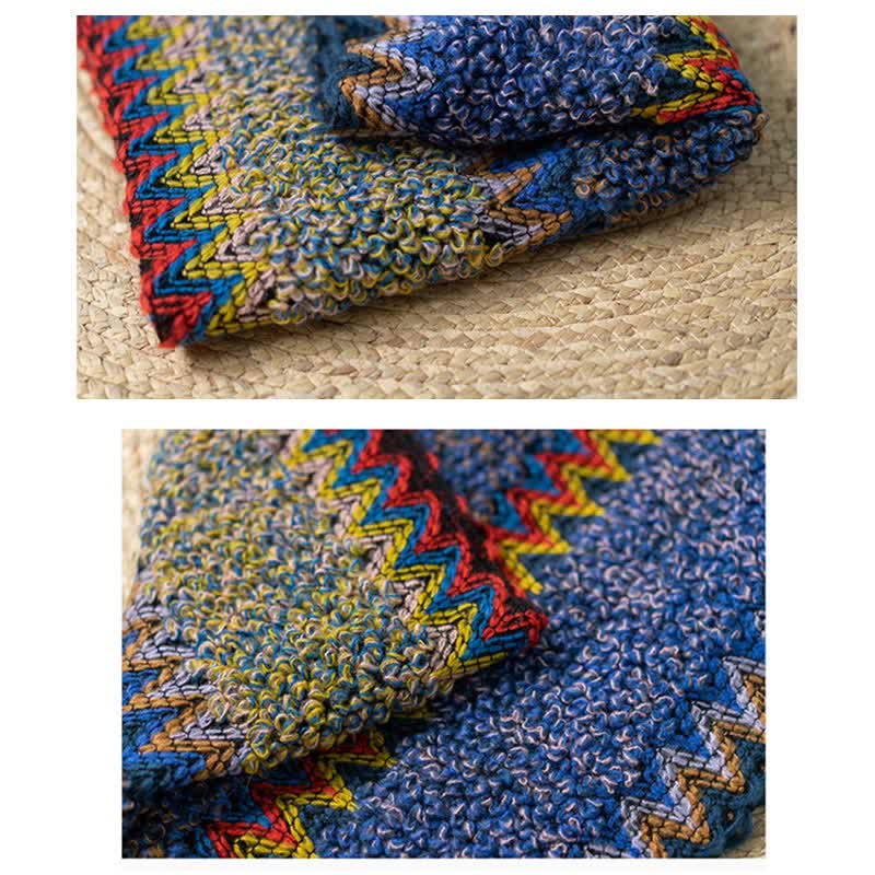 Buddha Stones Tibetan Shawl Soft Warm Knitting Cloak Winter Tibetan Tassel Scarf Tibetan Shawl BS 18