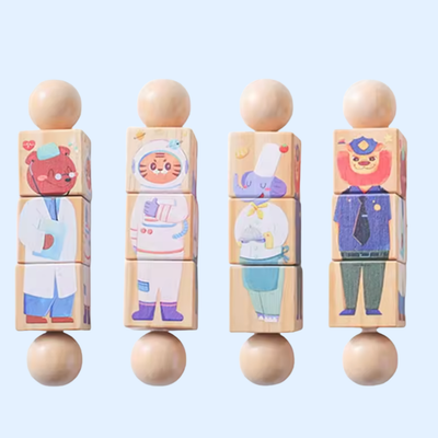 Jeu de Puzzle en Bois Fidtoy Spin & Match Animaux Amis pour Bébé, Apprentissage de la Motricité Fine