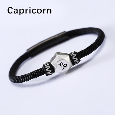 Buddha Stones 999 Sterling Silver 12 Constellations of the Zodiac Protection Handmade String Bracelet - Capricorn - 19CM - image 18