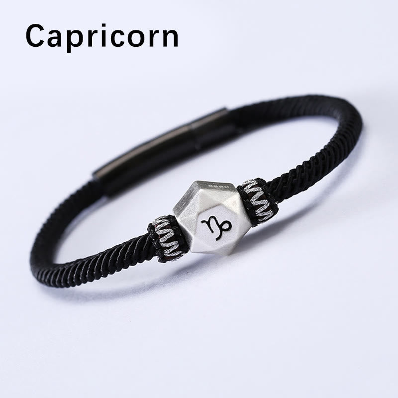 Buddha Stones 999 Sterling Silver 12 Constellations of the Zodiac Protection Handmade String Bracelet - Capricorn - 19CM - image 18