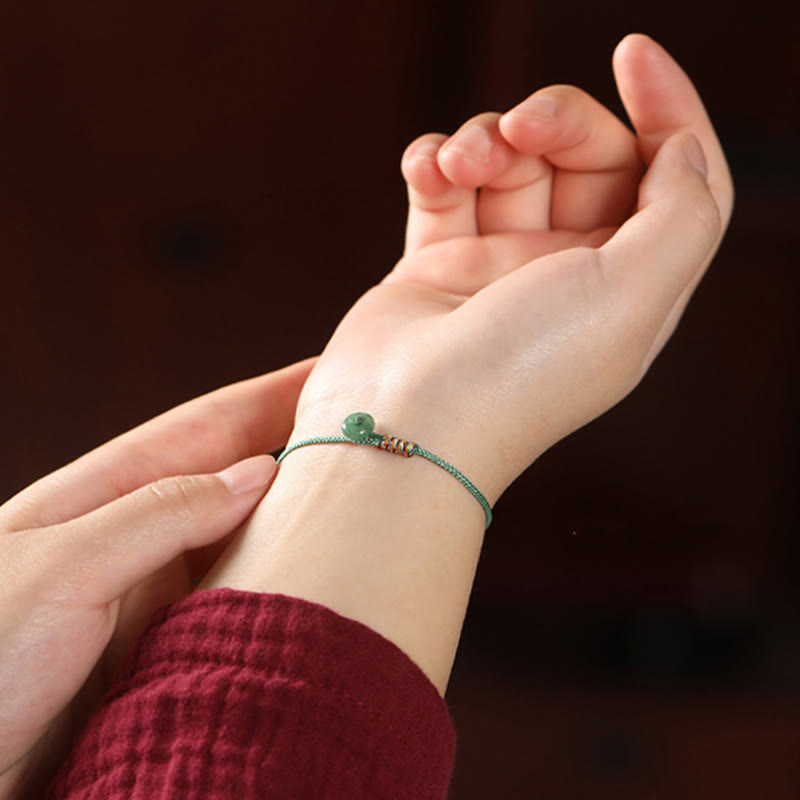 Buddha Stones Tibetan Handmade Green Aventurine Luck Protection Braided Rope Bracelet Bracelet BS 3