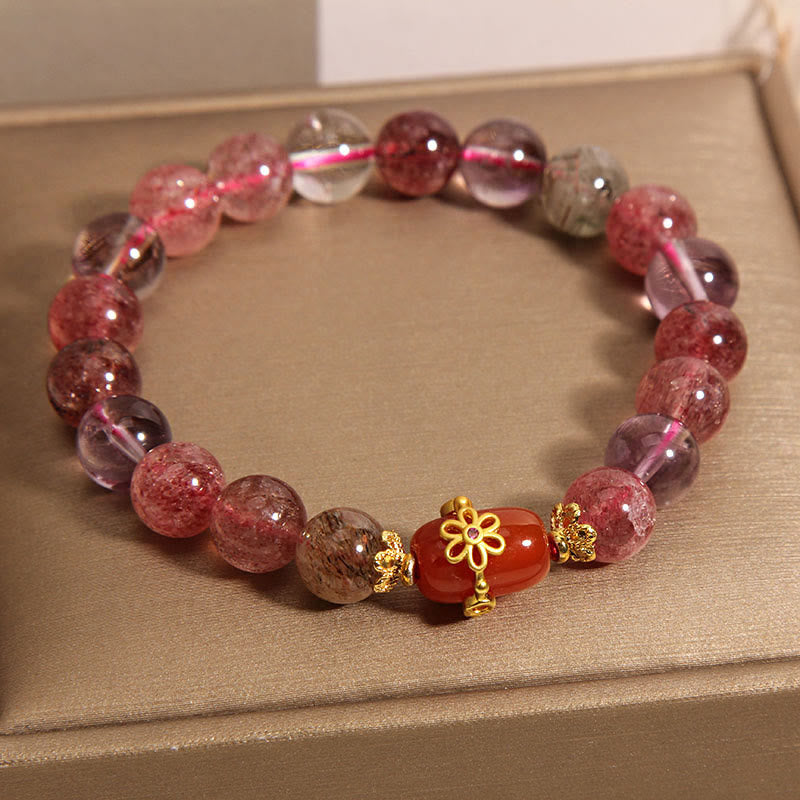 Buddha Stones Natural Super Seven Crystal Red Agate Positivity Bracelet Bracelet BS 1