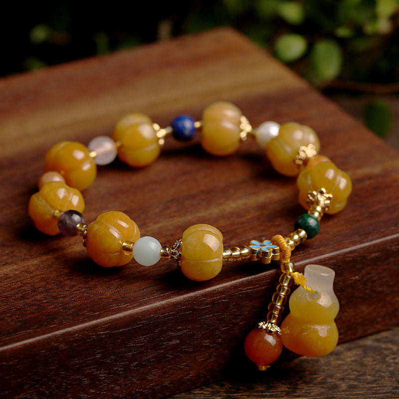 Bracelet Pixiu de richesse en jade soie dorée Foviel