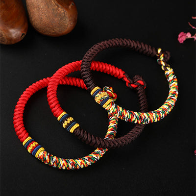 Buddha Stones Tibetan Handmade Multicolored Thread King Kong Knot Strength Braid String Bracelet - image 1