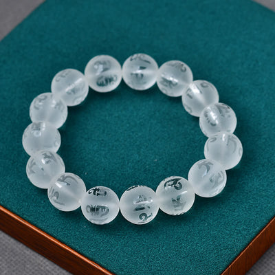 Foviel Tibet Weiß Kristall Schwarz Onyx Om Mani Padme Hum-Meditation Armband