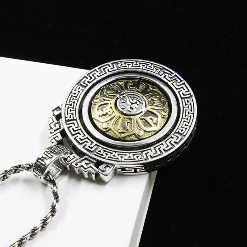 Buddha Stones Tibetan Om Mani Padme Hum Double Dorje Vajra Rotatable Purity Peace Necklace Pendant Necklaces & Pendants BS 1