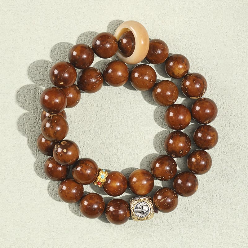 Buddha Stones Tibetan Natural Purple Gold Rat Bodhi Seed Wealth Double Wrap Bracelet Bracelet BS 1