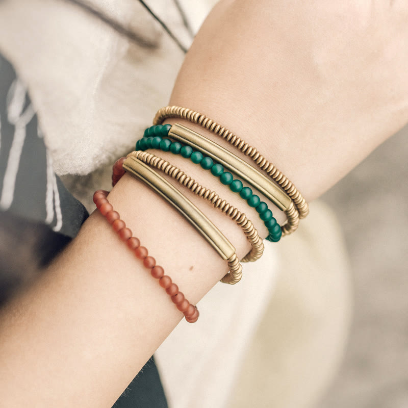 Buddha Stones Tibetan Various Agate Stone Copper Protection Triple Wrap Bracelet Bracelet BS 3