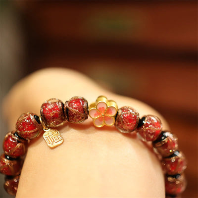 Buddha Stones Tibetan Gold Swallowing Beast Family Five God Of Wealth Thangka Fortune Bead Bracelet Bracelet BS 10