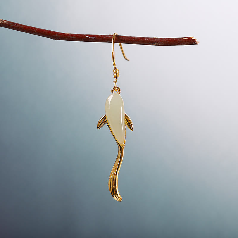 FREE Today: Luck and Healing Fish Pattern Jade Dangle Drop Earrings FREE FREE 11
