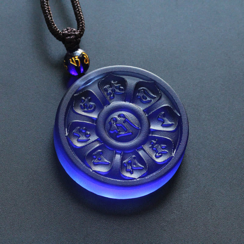Buddha Stones Liuli Manjusri Lotus Enlightenment Necklace Necklaces & Pendants BS 4