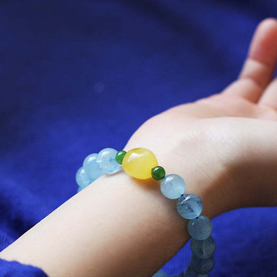Natural Aquamarine Amber Beads Serenity Healing Bracelet Bracelet BS 3