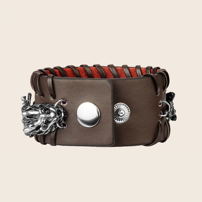 Buddha Stones Dragon Leather Protection Weave Bracelet Bracelet BS 3
