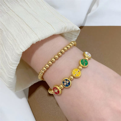 Buddha Stones Tibetan Five God Of Wealth Copper Beads Luck Bracelet Bracelet BS 6