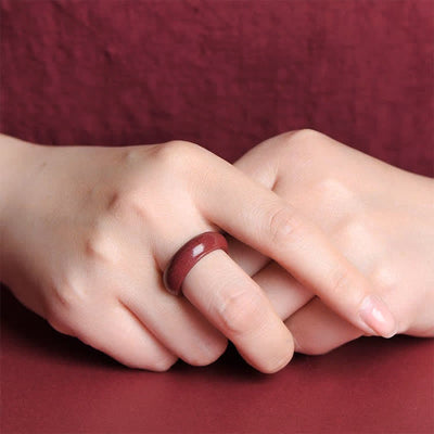 Buddha Stones Cinnabar Om Mani Padme Hum Auspicious Clouds Blessing Ring Ring BS 2