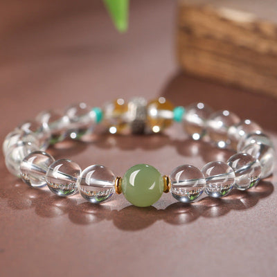 Buddha Stones 925 Sterling Silver Chinese Zodiac Natal Buddha Auspicious Groups White Crystal Hetian Jade Healing Bracelet Bracelet BS 4