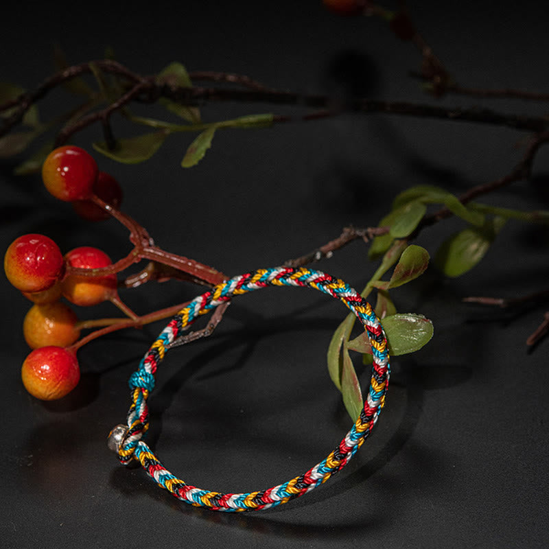 Buddha Stones Tibet Handmade Five Color Thread Protection Braid String Bracelet Bracelet BS 4