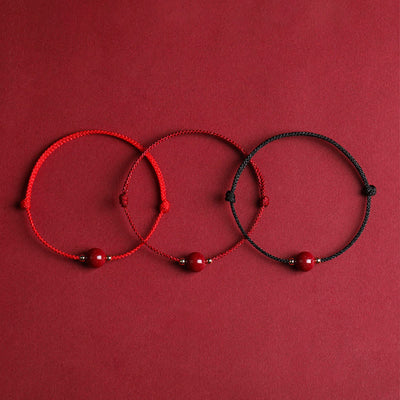 Buddha Stones Natural Lucky Cinnabar Bead Blessing String Bracelet Anklet Bracelet BS 8