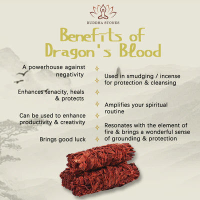 Buddha Stones Dragon's Blood Sage Smudge Stick for Home Negative Energy Cleansing Incense Healing Meditation Rituals Incense BS 5