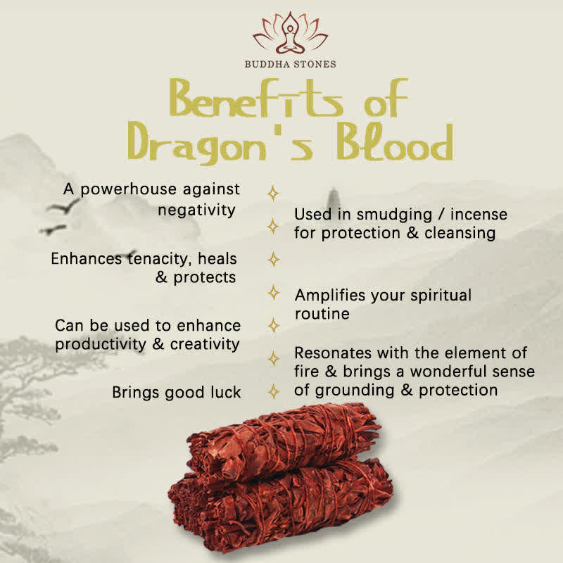Buddha Stones Dragon's Blood Sage Smudge Stick for Home Negative Energy Cleansing Incense Healing Meditation Rituals Incense BS 5