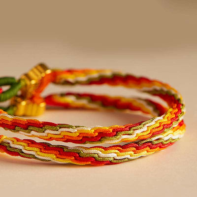 Buddha Stones Persimmon Red Agate Strength Reincarnation Knot Braid String Bracelet Bracelet BS 14