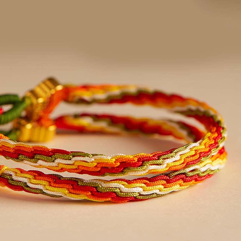 Buddha Stones Persimmon Red Agate Strength Reincarnation Knot Braid String Bracelet Bracelet BS 14