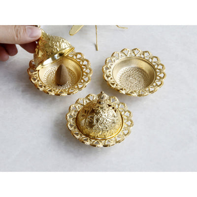 Buddha Stones Tibetan Gold Mini Meditation Incense Burner Incense Burner BS 10