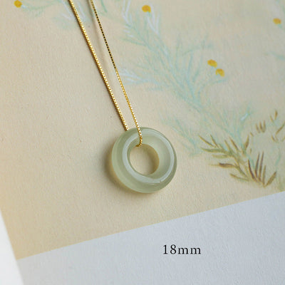 Buddha Stones Natural Round Jade Peace Buckle Luck Abundance Necklace Pendant Necklaces & Pendants BS Jade 18mm