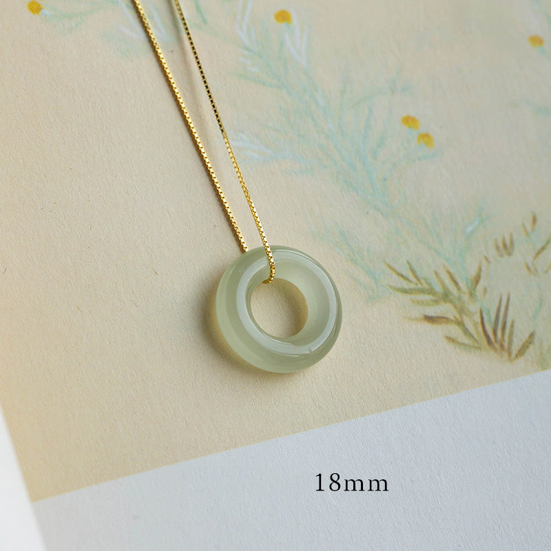 Buddha Stones Natural Round Jade Peace Buckle Luck Abundance Necklace Pendant Necklaces & Pendants BS Jade 18mm