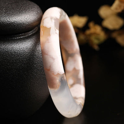 Buddha Stones Natural Sakura Agate Peace Bracelet Bangle Bracelet Cuff Bangle BS 62mm