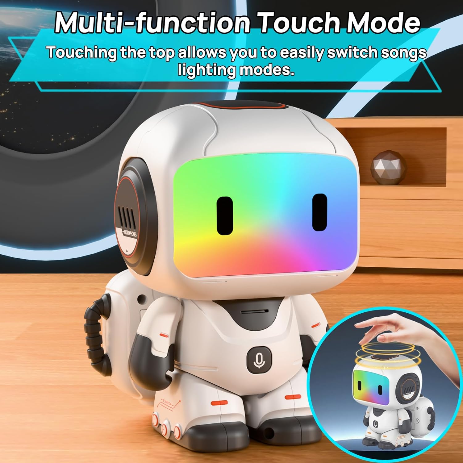 Fidtoy Programming Recording Rechargeable Remote Control Robot for Kids Programmable Dancing Robot with LED Eyes Music Voice Playback