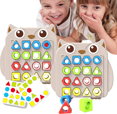 Fun Owl Pairing Shapes with Pattern Cards Two Players Challenge - 104