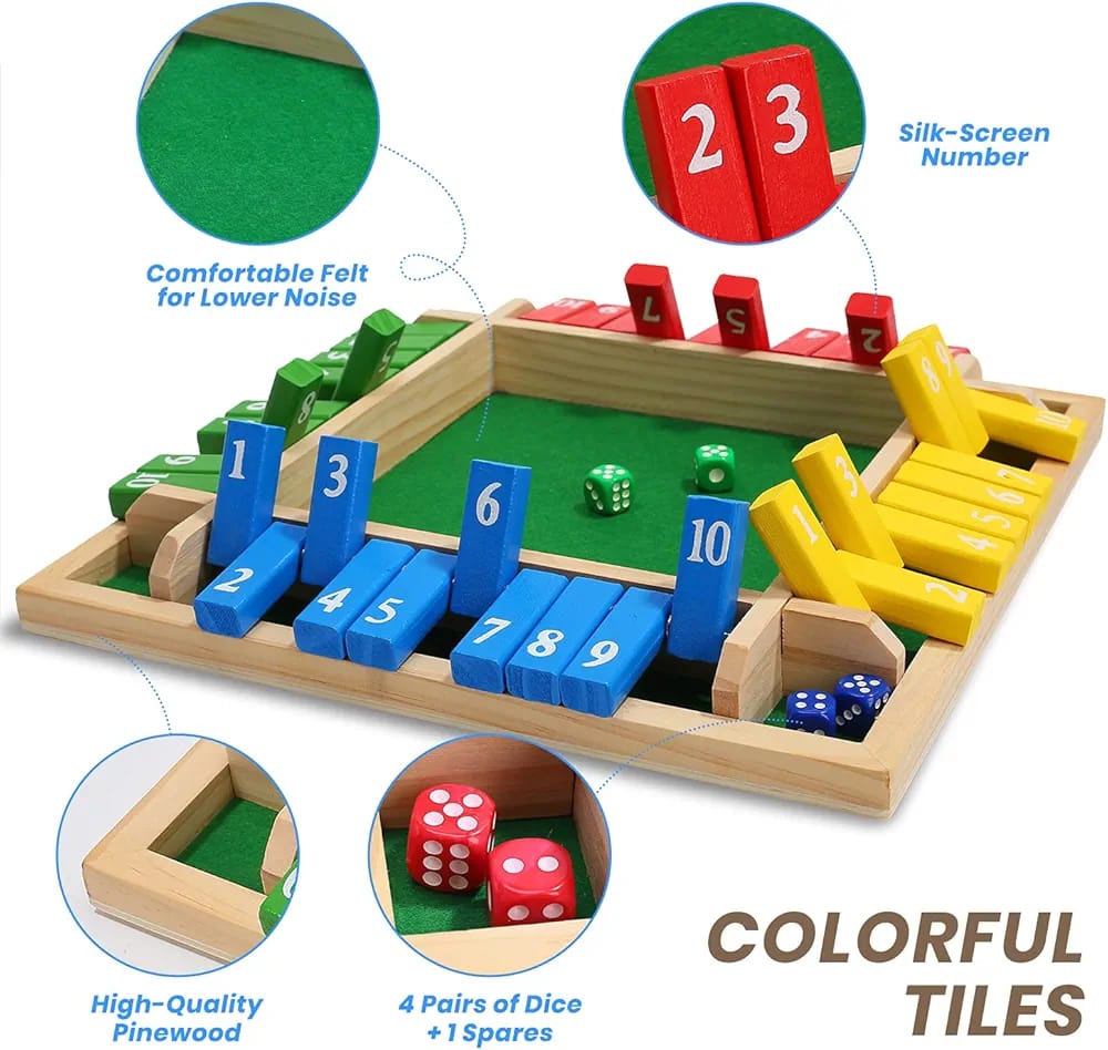 Fidtoy Colorful Wooden Dice Number Game for Family Montessori Math Board Game
