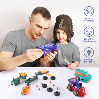 Fidtoy Take Apart Vehicle Playset STEM Toy for Kids