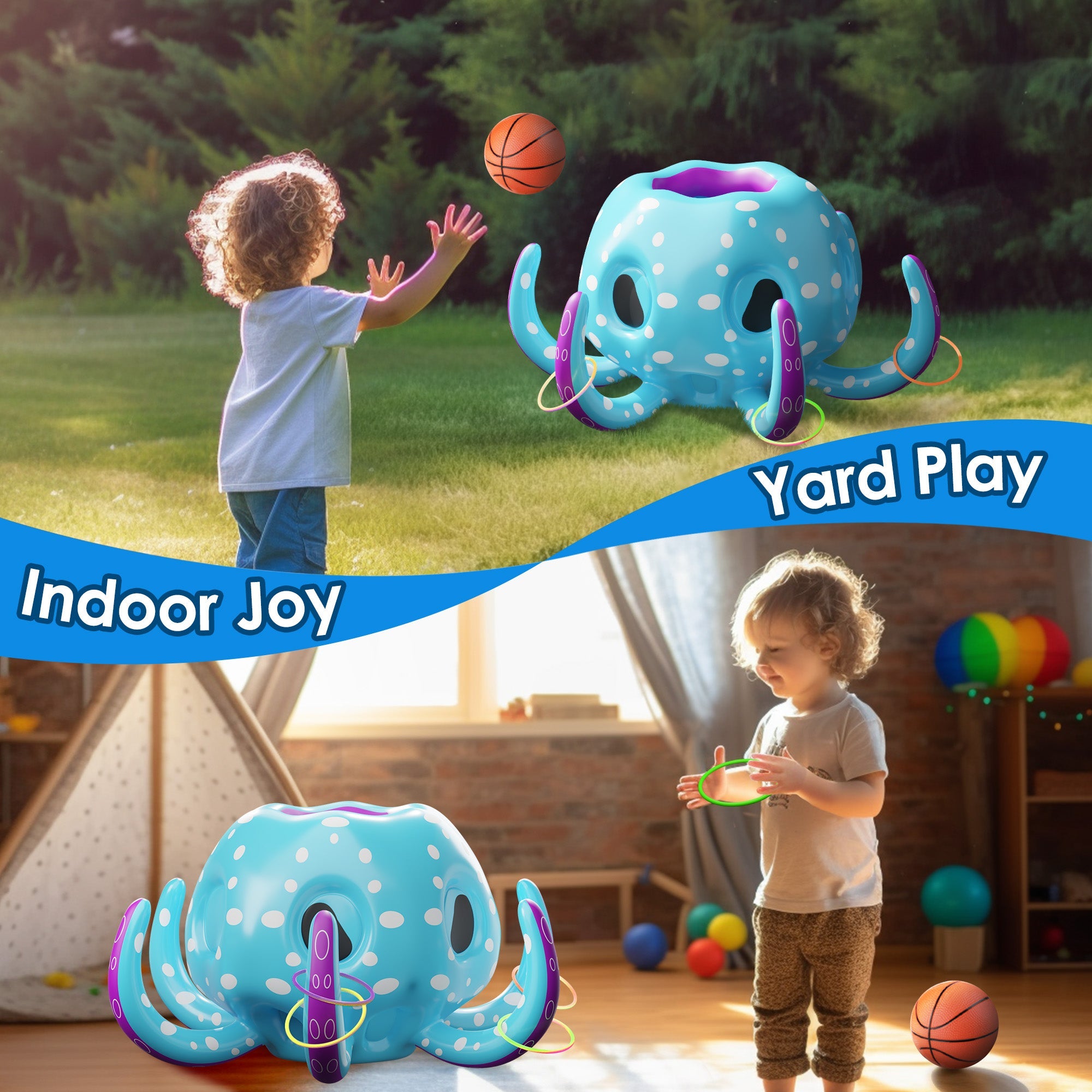 Fidtoy Inflatable Octopus Pool Game 2-in-1 Summer Toy